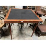 LATE VICTORIAN CHINOISERIE FOLD UP CARD TABLE APPROX 76CM X 76CM 70CM HIGH