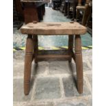 MID 19C ELM MILKING STOOL APPROX46CM HIGH