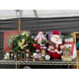 AN EXTENSIVE COLLECTION OF CHRISTMAS DECORATIONS TO INCLUDE AN ILLUMINATED SNOWMAN, SANTA FIGURES, A