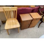 A PAIR OF MID 20TH CENTURY BEDSIDE LOCKERS AND MODERN DINING CHAIR