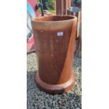 GLAZED WATER PIPE / PLANTER APPROX 37CM DIAM - 67CM HIGH