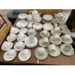 A LARGE ASSORTMENT OF CERAMICS TO INCLUDE ROYAL DOULTON, SADLER AND HOMESPUN STONEWARE ETC