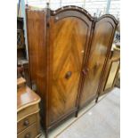 A VICTORIAN MAHOGANY TWO DOOR WARDROBE, 60" WIDE INTERNAL MIRROR