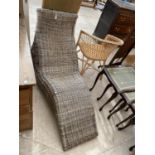 A VINTAGE IKEA STYLE WICKER AND BAMBOO LOUNGER