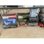 A LARGE ASSORTMENT OF ITEMS TO INCLUDE A VHS PLAYER, DVD PLAYER AND TOASTIE MAKER ETC