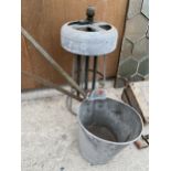 A VINTAGE BLOW MILK COOLER AND A GALVANISED COAL BUCKET