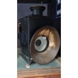 COPPER TOPPED RAILWAY LAMP APPROX 33CM X 30CM - 60CM HIGH
