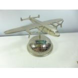 A CHROME PLATED BOAC PLANE ON STAND, HEIGHT 22CM