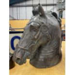 A RECONSTITUTED STONE BUST OF A HORSE HEIGHT 30CM