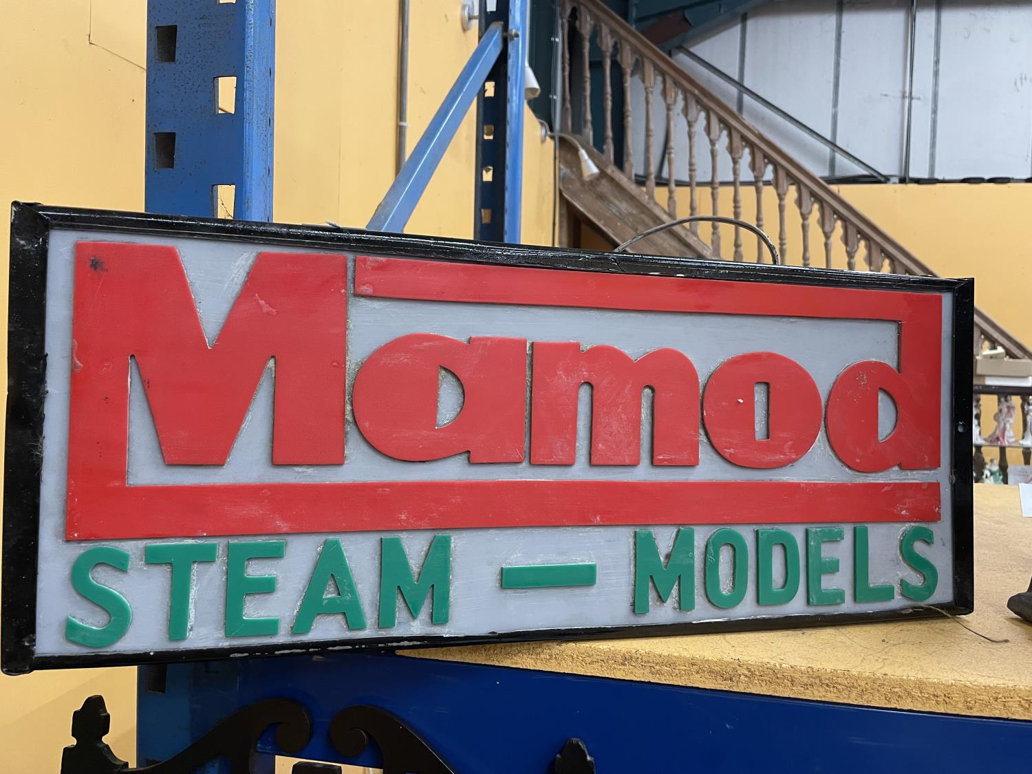 AN ILLUMINATED MAMOD STEAM MODELS SIGN - LENGTH 65CM