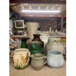 A QUANTITY OF CERAMICS TO INCLUDE A WEST GERMAN VASE, STUDIO POTTERY, ETC, SOME SIGNED