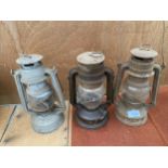 THREE VINTAGE PARAFIN LAMPS