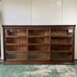 LARGE IMPRESSIVE OAK SLIDING DOOR BOOKSHELF - ORIGINALLY FROM ABERYSTWYTH UNIVERSITY APPROX 250CM