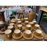 A HORNSEA POTTERY 'SAFFRON' COFFEE SET TO INCLUDE A COFFEE POT, CREAM JUG, SUGAR BOWL, BUTTER DISH