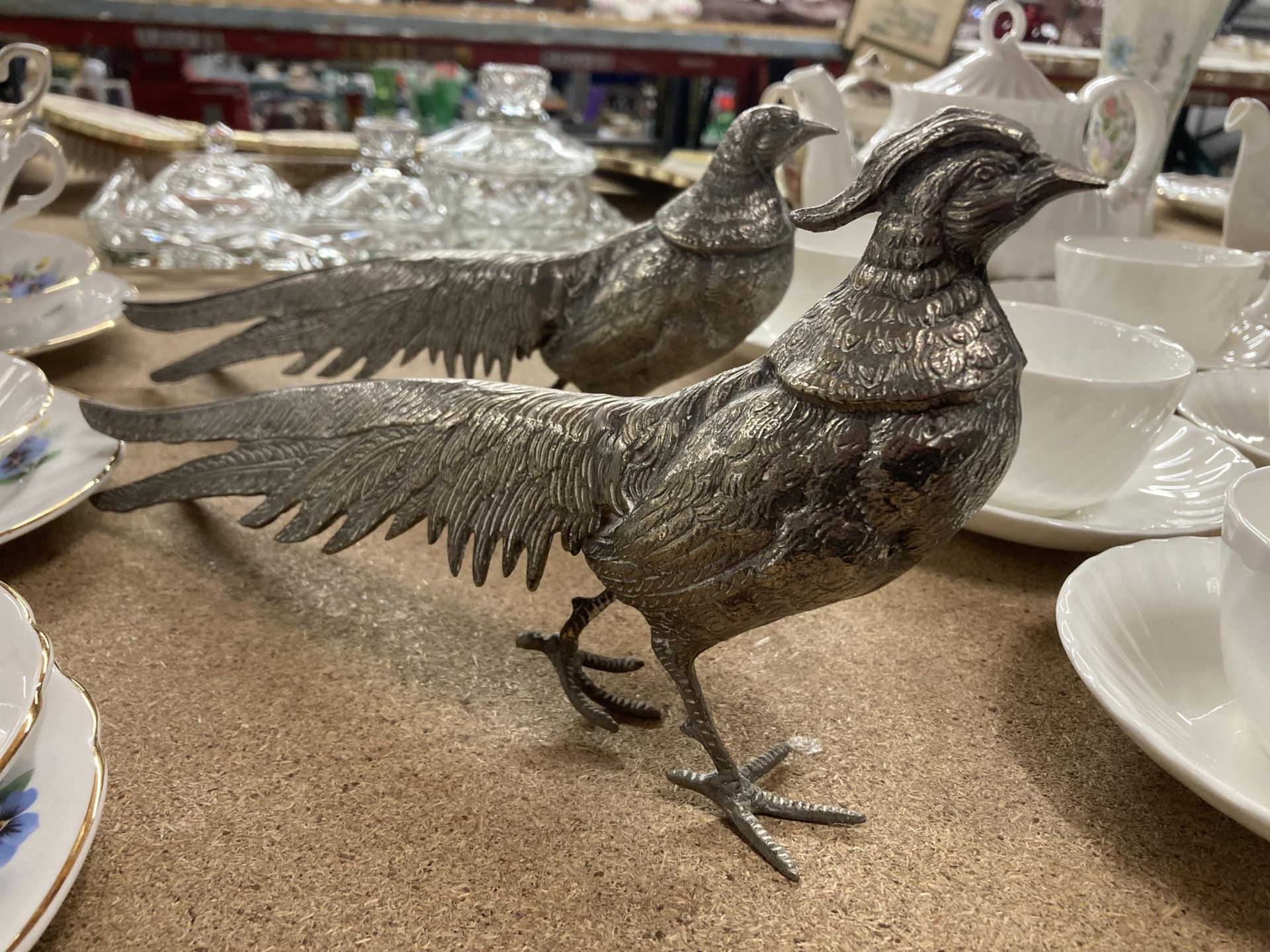 TWO SILVER PLATED PHEASANTS - Image 2 of 3