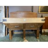 A GOOD 1930'S CONTINENTAL BUTCHERS BLOCK APPROX 72CM X 150CM - 88CM HIGH