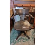 REVOLVING EARLY 20C CAPTAINS CHAIR