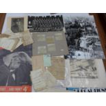 A COLLECTION OF WORLD WAR I AND WORLD WAR II EPHEMERA TO INCLUDE PHOTO OF WORLD WAR I TANK, RATION