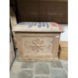 PINE OTTOMAN - LOOSE LID APPROX 38CM X 62CM - 58CM HIGH