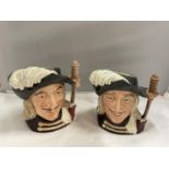 TWO LARGE ROYAL DOULTON TOBY JUGS