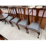 FOUR QUEEN ANNE STYLE MAHOGANY DINING CHAIRS