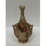 A ROYAL WORCESTER HAND PAINTED BLUSH IVORY VASE MARKED 982 TO BASE