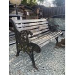 VINTAGE CAST IRON GARDEN BENCH APPROX 4FT