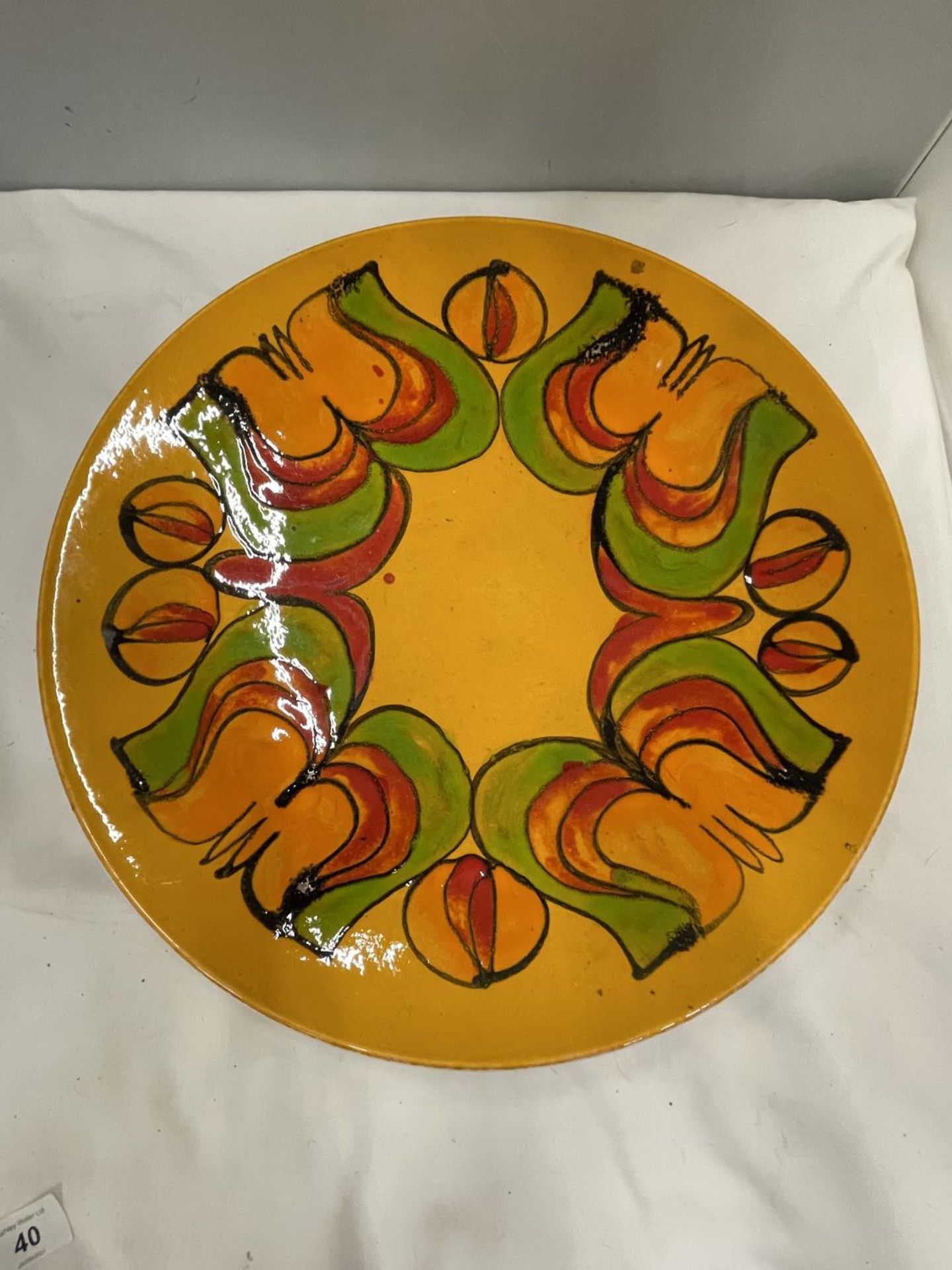 A LARGE DECORATIVE POOLE CHARGER 40CM DIAMETER