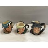 THREE ROYAL DOULTON SMALL TOBY JUGS