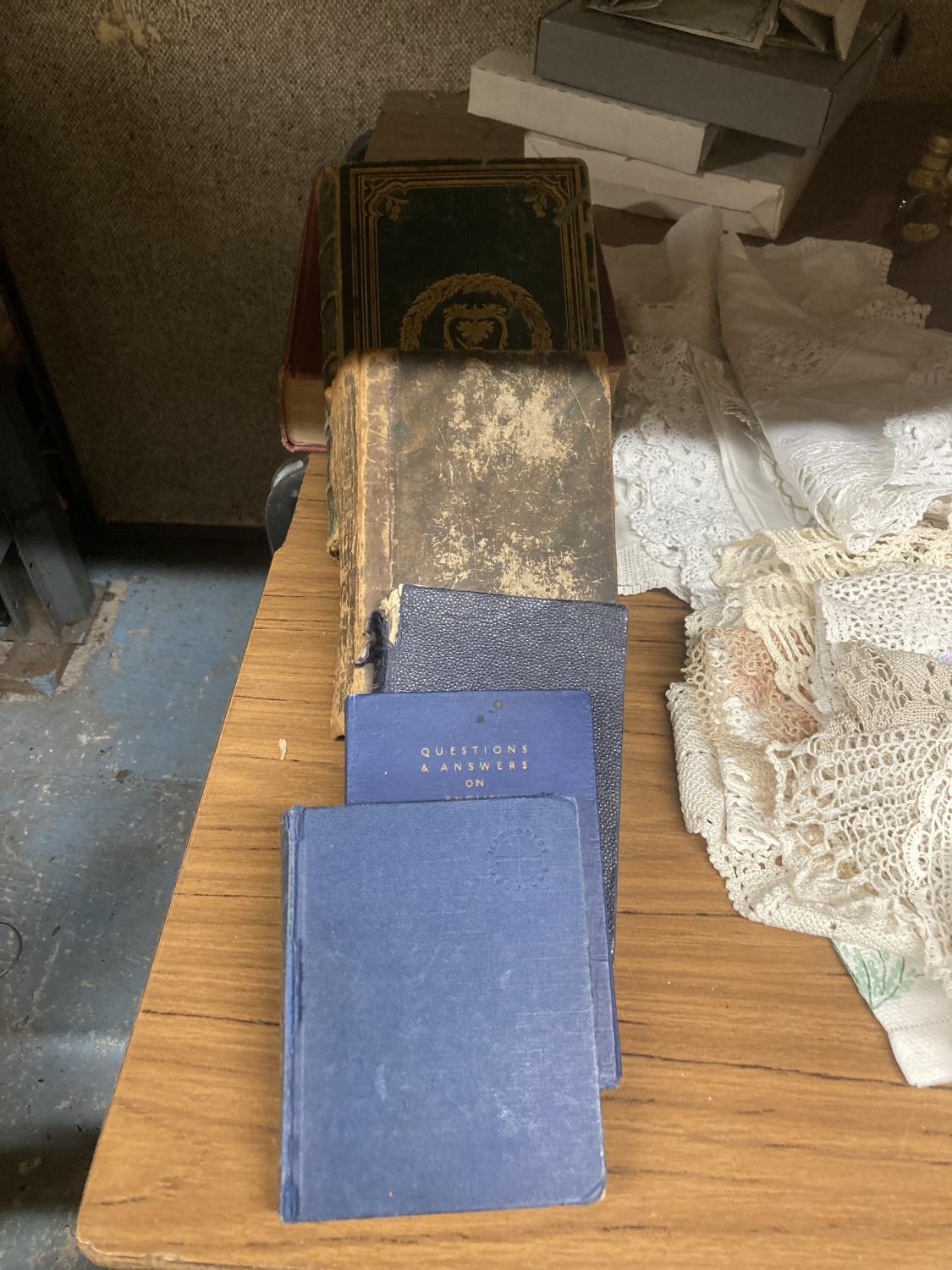AQUANTITYOF VINTAGE BOOKS TO INCLUDE THE METHODIST SERVICE BOOK, DICTIONARIES, BURN'S WORKS, ETC