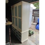A LARGE VICTORIAN COUNTRY HOUSE PAINTED PINE HOUSE KEEPERS CUPBOARD - APPROX 164CM X 65CM - 240CM