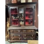 EARLY 19C SCUMBLED OAK KITCHEN DRESSER APPROX 150CM X 58CM - 215CM HIGH NICE ORIGINAL CONDITION