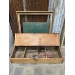 CHILDS PINE WORK TOP DESK / GILT FRAME / CARD TABLE