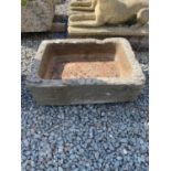 VICTORIAN SANDSTONE TROUGH APPROX 46CM X 62CM - 20CM HIGH