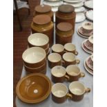 A QUANTITY OF HORNSEA POTTERY 'SAFFRON' TO INCLUDE STORAGE JARS, BOWLS, CUPS, ETC