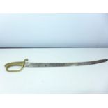 A SOLID BRASS HILTED INFANTRY HANGER 68CM BLADE