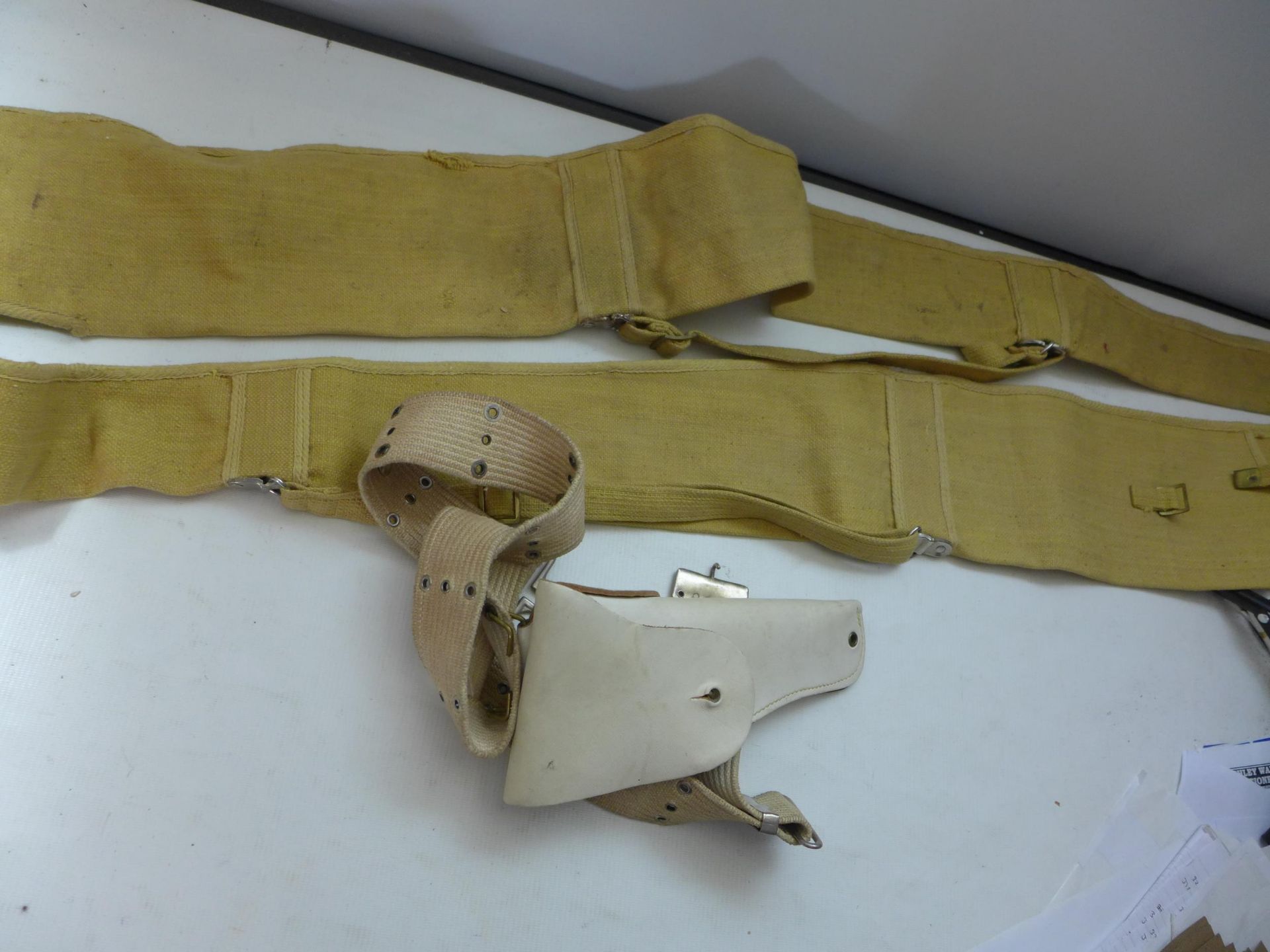 A WHITE LEATHER JAY-PEE HOLSTER AND BELT, TWO CANVAS GUN SLIPS (3) - Image 4 of 4