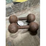 PAIR OF VICTORIAN CAST IRON DUMBELLS