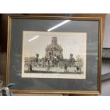 A VINTAGE FRAMED PRINT OF 'THE GRAND PAVILLION IN THE GREEN PARK' 53CM X 43CM