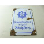 A GERMAN ENAMEL REICHSLUFTFCHUTZBUND SIGN, 17X12CM