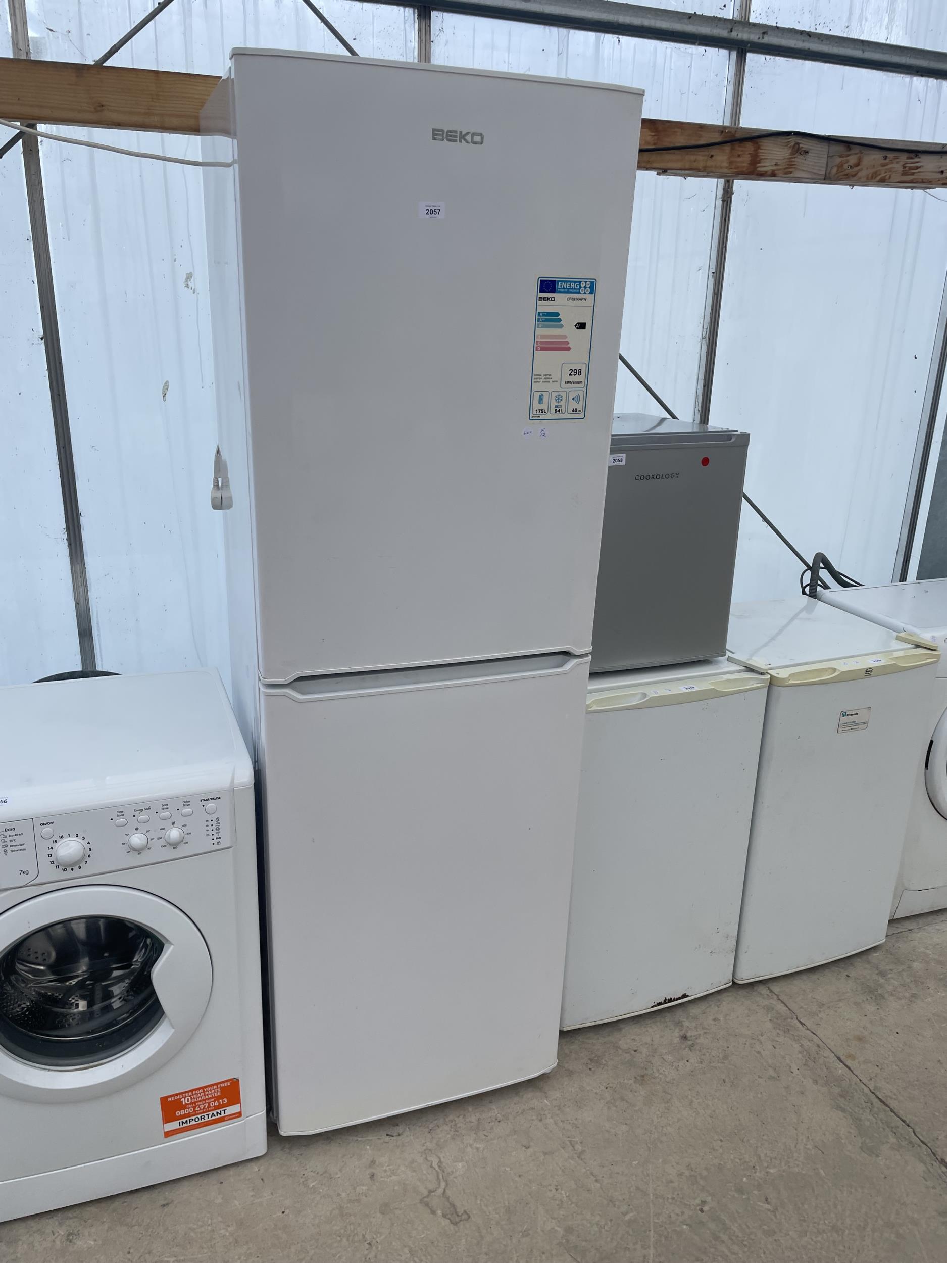 A WHITE BEKO UPRIGHT FRIDGE FREEZER BELIEVED IN WORKING ORDER BUT NO WARRANTY