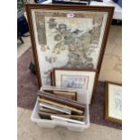 A LARGE ASSORTMENT OF FRAMED PRINTS AND PICTURES