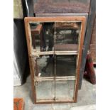 FRAMED CAST IRON WINDOW MIRROR APPROX 47CM X 94CM