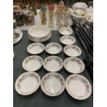 A PARAGON BRIDAL ROSE SERVING DISH WITH ELEVEN DESSERT BOWLS