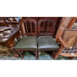 PAIR OF CEREMONIAL OAK CHAIRS - RECOVERED IN LEATHER - ORIGINALLY FROM LINCOLN