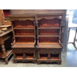 PAIR OF 20C PAINTED PINE MINIATURE DRESSERS / BOOKCASES. EACH ONE APPROX - 52CM X 30CM - 94CM HIGH