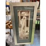 A FRAMED PRINT OF A NUDE MAIDEN IN A CLASSICAL SETTING