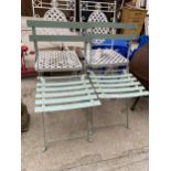 FOUR FOLDING METAL GARDEN CHAIRS (TWO PAIRS)