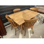 A MODERN KITCHEN TABLE, 47X31" AND FOUR VICTORIAN STYLE KITCHEN CHAIRS