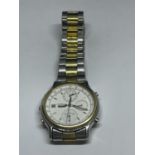 A SEIKO CHRONOGRAPH WRIST WATCH SEEN WORKING BUT NO WARRANTY